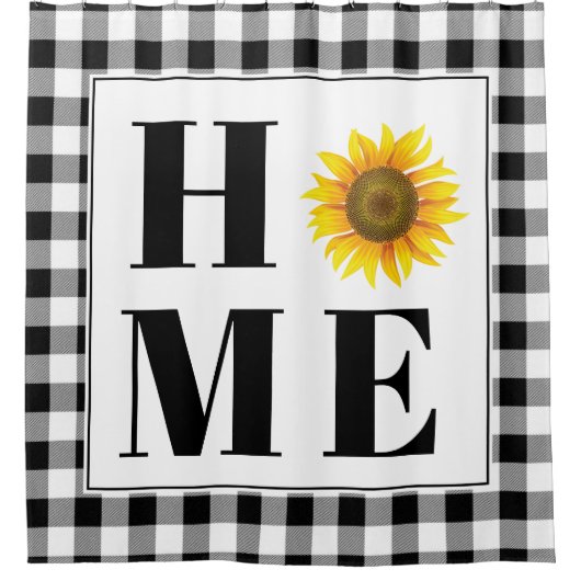 Buffalo check sunflower "Home" Douchegordijn (Voorkant)