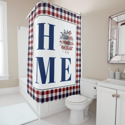 Buffalo check sunflower "Home" Douchegordijn (In situ)