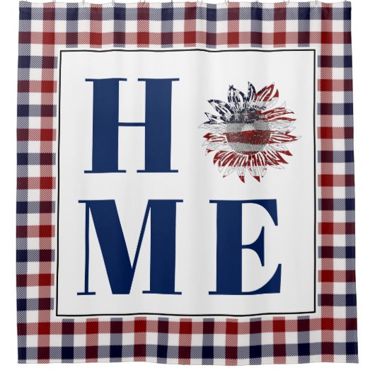 Buffalo check sunflower "Home" Douchegordijn (Voorkant)