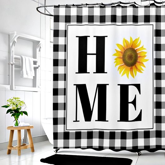 Buffalo check sunflower "Home" Douchegordijn