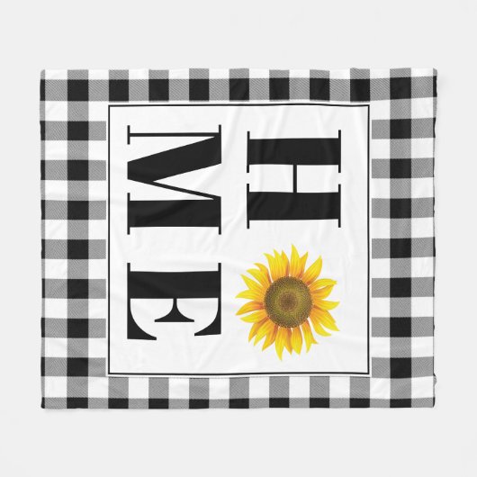 Buffalo check sunflower "Home" Fleece Deken (Voorkant (Horizontaal))