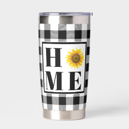 Buffalo check sunflower "Home" Geïsoleerde Drinkbeker