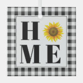 Buffalo check sunflower "Home" Glas Ornament (Voorkant)