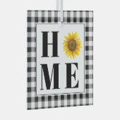 Buffalo check sunflower "Home" Glas Ornament (Voorkant Rechts)