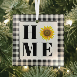 Buffalo check sunflower "Home" Glas Ornament