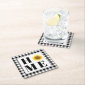 Buffalo check sunflower "Home" Kartonnen Onderzetters (Insitu)