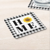 Buffalo check sunflower "Home" Kartonnen Onderzetters (Schuin)