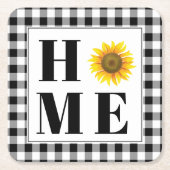 Buffalo check sunflower "Home" Kartonnen Onderzetters (Voorkant)
