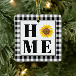 Buffalo check sunflower "Home" Keramisch Ornament