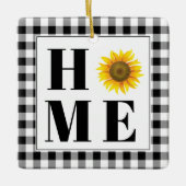 Buffalo check sunflower "Home" Keramisch Ornament (Voorkant)