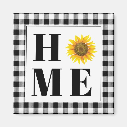 Buffalo check sunflower "Home" Magneet (Voorkant)