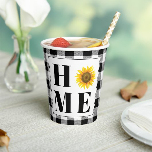Buffalo check sunflower "Home" Papieren Bekers (Insitu)