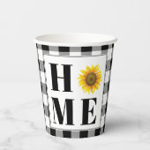 Buffalo check sunflower "Home" Papieren Bekers (Achterkant)