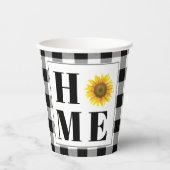 Buffalo check sunflower "Home" Papieren Bekers (Voorkant)
