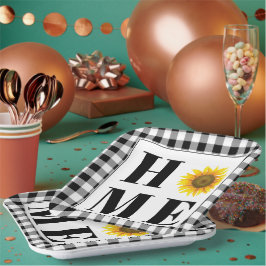 Buffalo check sunflower "Home" Papieren Bordje