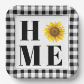 Buffalo check sunflower "Home" Papieren Bordje (Voorkant)