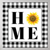Buffalo check sunflower "Home" Poster (Voorkant)