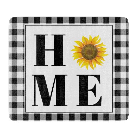 Buffalo check sunflower "Home" Snijplank (Voorkant)