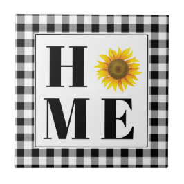 Buffalo check sunflower "Home" Tegeltje