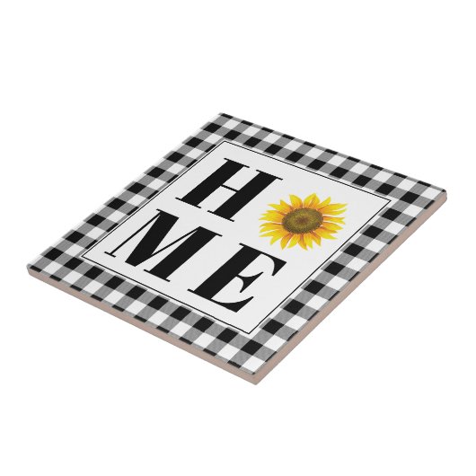 Buffalo check sunflower "Home" Tegeltje (Zijkant)