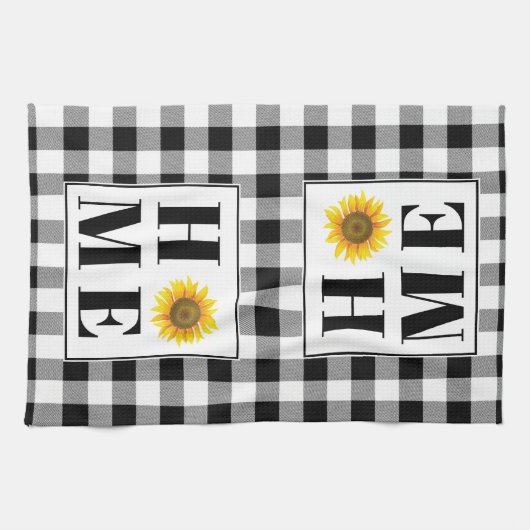 Buffalo check sunflower "Home" Theedoek (Horizontaal)