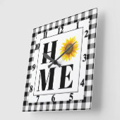 Buffalo check sunflower "Home"   Vierkante Klok (Hoek)