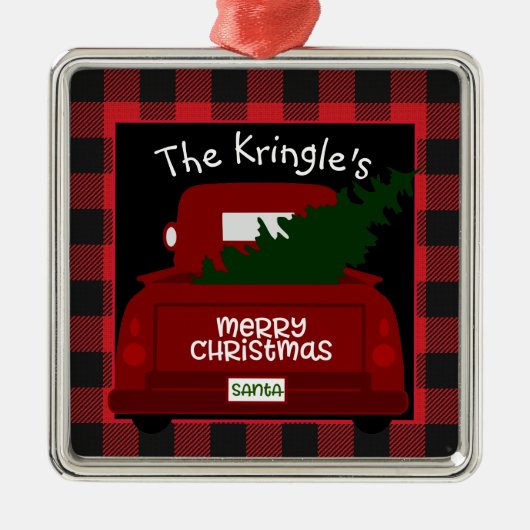 Buffalo Check Truck Gepersonaliseerd Metalen Ornament (Voorkant)