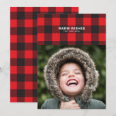 Buffalo Check Warm Wish kerstfotokaart Feestdagenkaart (Voorkant / Achterkant)