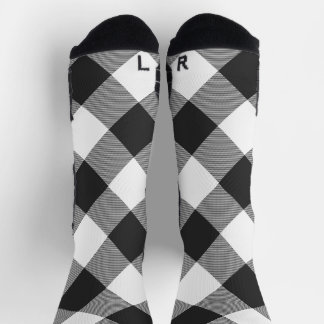 Buffalo Check White and Black Squares Plaid Sokken