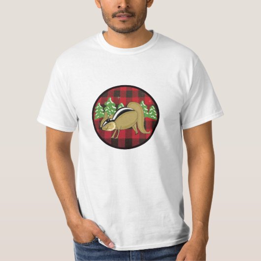 Buffalo Check Woodland Chipmunk Holiday T-Shirt (Voorkant)