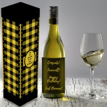 Buffalo Check Yellow and Black Wine Box