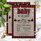 Buffalo Check Zwart Beer Baby shower Kaart