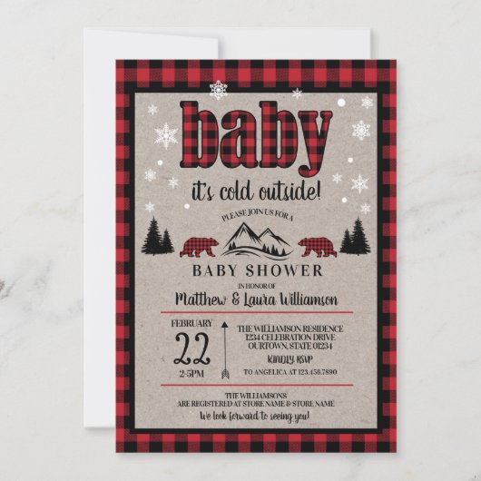 Buffalo Check Zwart Beer Baby shower Kaart (Voorkant)