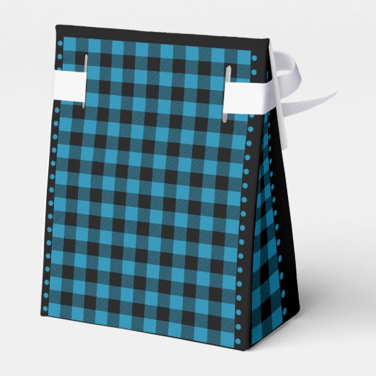 Buffalo Check - Zwart en Blauw - 3x1.5x3.25 Tent Bedankdoosjes (Achterkant)