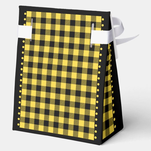 Buffalo Check - Zwart en Geel - 4x2x5 Tent Bedankdoosjes (Achterkant)