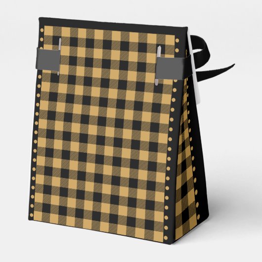 Buffalo Check - Zwart en Goud - 3x1.5x3.25 Tent Bedankdoosjes (Achterkant)