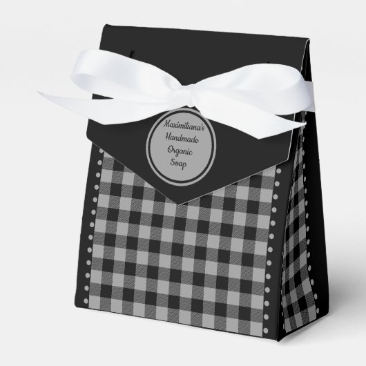 Buffalo Check - Zwart en Grijs - 3x1,5x3,25 Tent Bedankdoosjes (Voorkant Zijde)