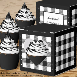 Buffalo Check - Zwart en Wit - Favor Box met Hartj Bedankdoosjes