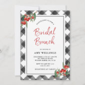 Buffalo Check Zwart & Wit Aangepaste Bruids Brunch Kaart (Voorkant)