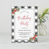 Buffalo Check Zwart & Wit Aangepaste Verjaardagsfe Kaart (Staand voorkant)