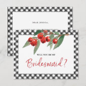 Buffalo Check Zwart & Wit Bruidsmeisje Voorstel Briefkaart (Voorkant / Achterkant)