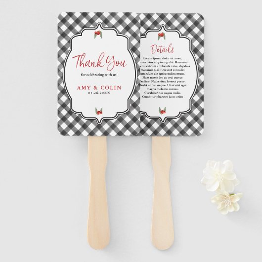 Buffalo Check Zwart Wit Plaid Bruiloft Dank u Handwaaier (Voorkant en achterkant)