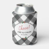 Buffalo Check Zwart & Wit Proost Huwelijk Custom Blikjeskoeler (Blikje Voorkant)