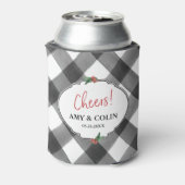 Buffalo Check Zwart & Wit Proost Huwelijk Custom Blikjeskoeler (Blikje Achterkant)