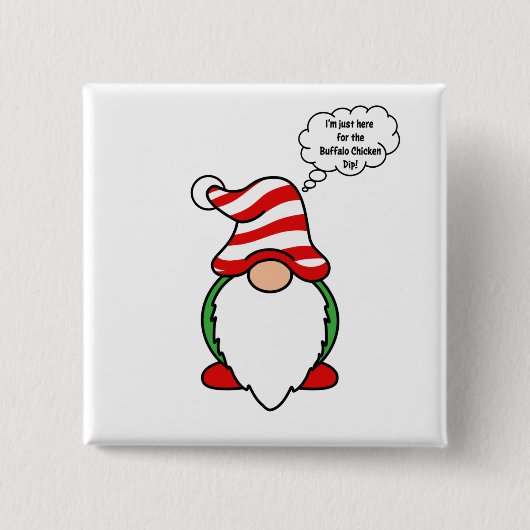 Buffalo Chicken Dip Kerstmis Gnome Button (Voorkant)