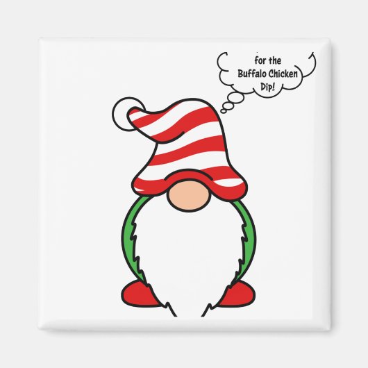 Buffalo Chicken Dip Kerstmis Gnome Magneet (Voorkant)