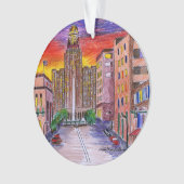 Buffalo City Hall hand-drawn hand-schilderd Ornament (voorkant)