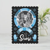 Buffalo Controleer het sneeuwfotoblauw zwart Feestdagenkaart (Staand voorkant)