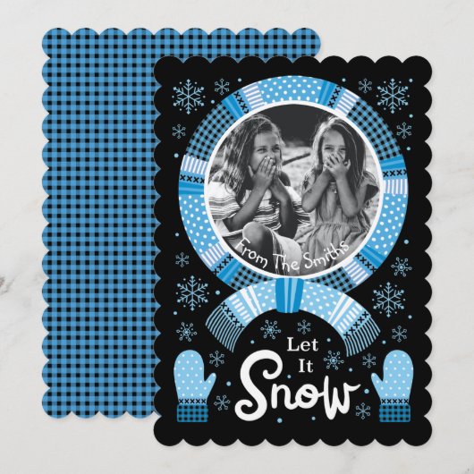 Buffalo Controleer het sneeuwfotoblauw zwart Feestdagenkaart (Voorkant / Achterkant)