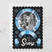 Buffalo Controleer het sneeuwfotoblauw zwart Feestdagenkaart (Voorkant)